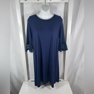 Lilly Pulitzer Navy Blue Ophelia Lace Sleeve Dress preppy minimalist Size small